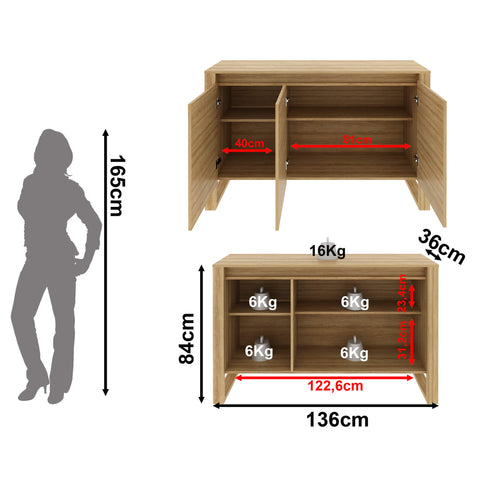 Balcão para Escritório com 3 Portas 136cm ME4147 Amêndoa Tecnomobili