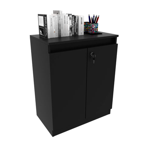 Balcão para Escritório com 2 Portas e Chave ME4149 Preto Tecnomobili