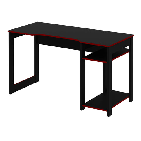 Mesa Gamer 136cm com 2 Prateleiras e Porta CPU ME4152 Preto/Vermelho Tecnomobili