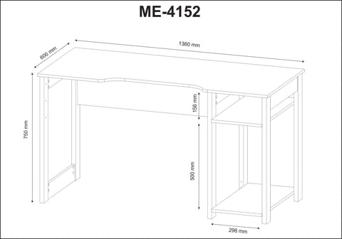 Mesa Gamer 136cm com 2 Prateleiras e Porta CPU ME4152 Preto/Vermelho Tecnomobili