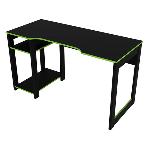 Mesa Gamer 136cm com 2 Prateleiras e Porta CPU ME4152 Preto/Verde Tecnomobili