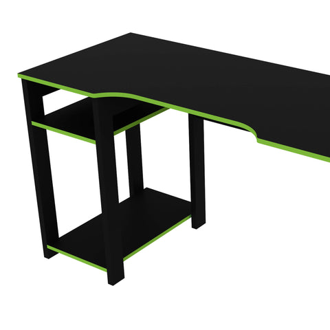 Mesa Gamer 136cm com 2 Prateleiras e Porta CPU ME4152 Preto/Verde Tecnomobili