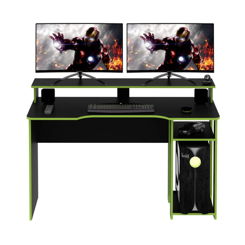 Mesa Gamer com Porta CPU 136cm ME4153 Preto/Verde Tecnomobili