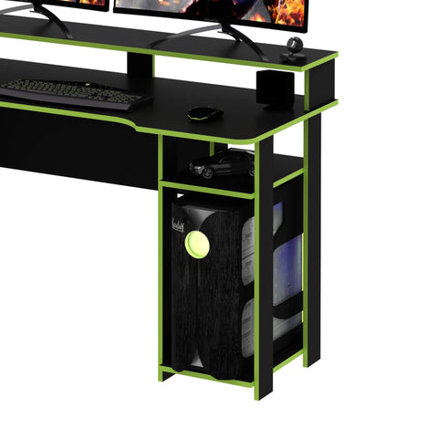 Mesa Gamer com Porta CPU 136cm ME4153 Preto/Verde Tecnomobili