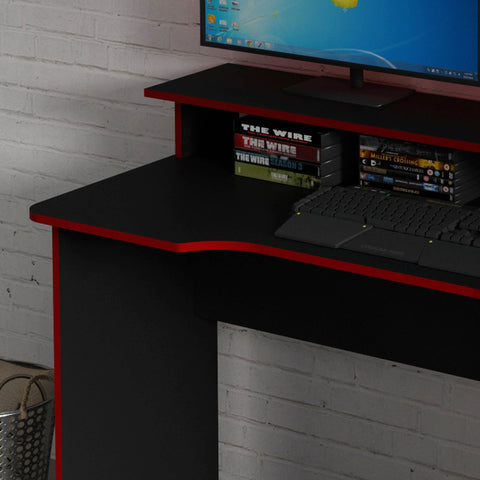 Mesa Gamer com Porta CPU 136cm ME4153 Preto/Vermelho Tecnomobili