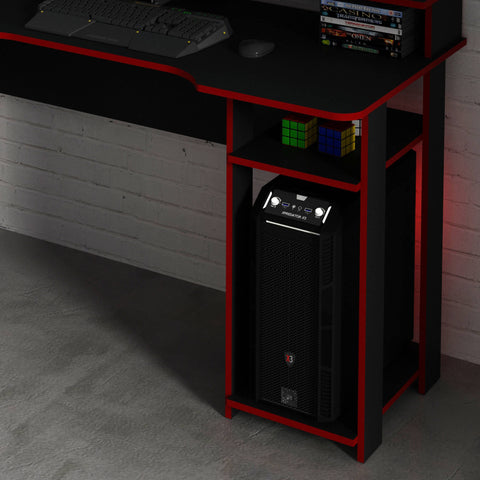 Mesa Gamer com Porta CPU 136cm ME4153 Preto/Vermelho Tecnomobili