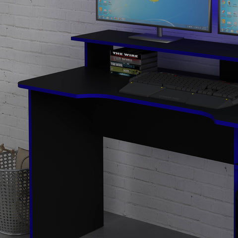 Mesa Gamer com Porta CPU 136cm ME4153 Preto/Azul Tecnomobili