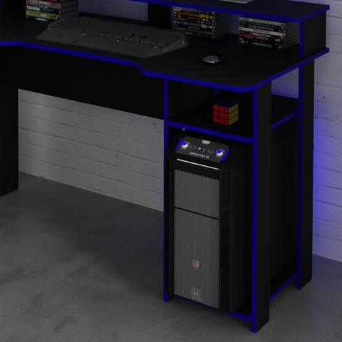 Mesa Gamer com Porta CPU 136cm ME4153 Preto/Azul Tecnomobili