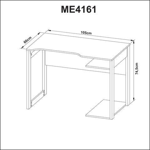 Mesa Gamer 105cm ME4161 Preto/Vermelho Tecnomobili