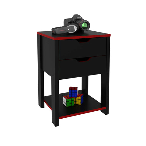 Gaveteiro Gamer com 2 Gavetas ME4163 Preto/Vermelho Tecnomobili