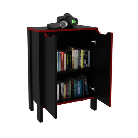 Armário Gamer com 2 Portas ME4164 Preto/Vermelho Tecnomobili