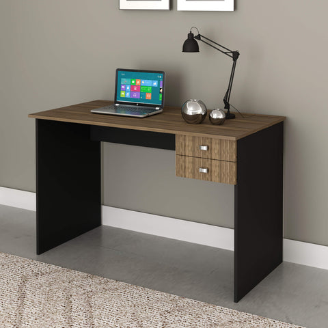 Mesa para Escritório 117cm com 2 Gavetas ME4165 Nogal/Preto Tecnomobili