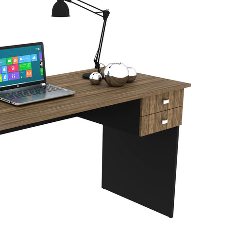 Mesa para Escritório 117cm com 2 Gavetas ME4165 Nogal/Preto Tecnomobili