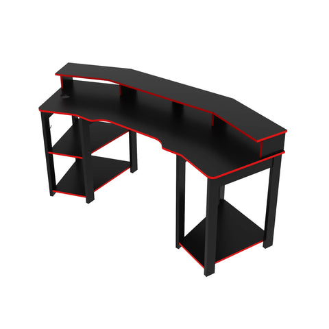 Mesa Gamer Cockpit Para 2 Monitores ME4167 Preto/Vermelho Tecnomobili