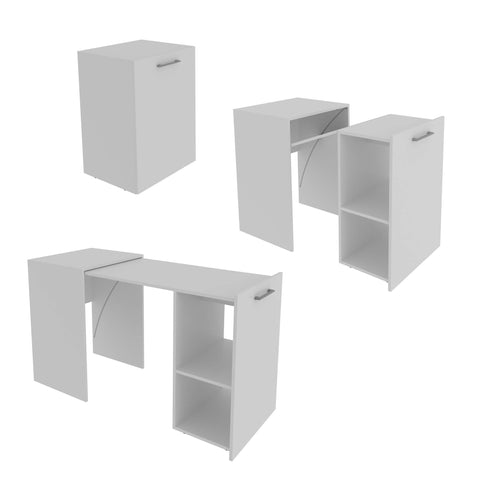 Escrivaninha Mesa Retrátil 54x131,7x77,4cm Branco Escritório Home Office ME4170 Tecnomobili