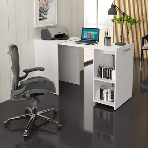 Escrivaninha Mesa Retrátil 54x131,7x77,4cm Branco Escritório Home Office ME4170 Tecnomobili