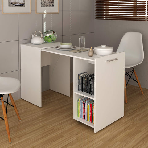 Escrivaninha Mesa Retrátil 54x131,7x77,4cm Branco Escritório Home Office ME4170 Tecnomobili