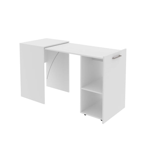 Escrivaninha Mesa Retrátil 54x131,7x77,4cm Branco Escritório Home Office ME4170 Tecnomobili