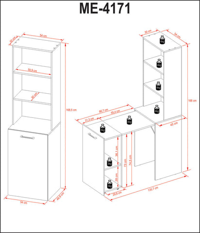 Armário Multiuso 54x136x168,4cm Retrátil Bancada ME4171 Amêndoa Tecnomobili Dobravél