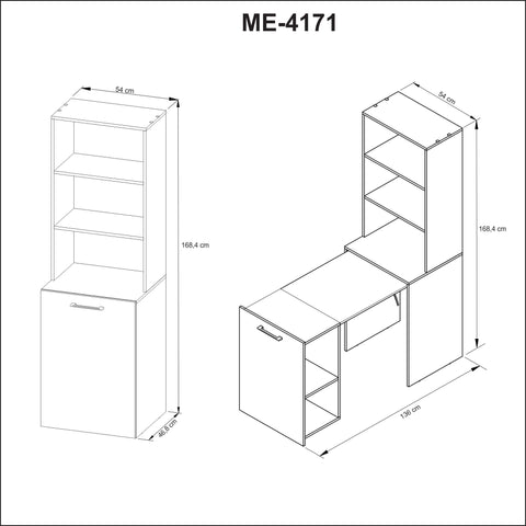 Armário Mesa Multiuso 54x136x168,4cm Retrátil Bancada ME4171 Branco Tecnomobili Dobravél