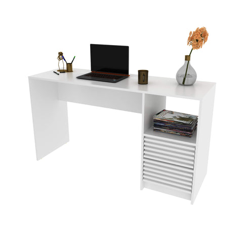 Escrivaninha Mesa Escritório Home Office 135,8x45x74,5cm 2 Gavetas ME4174 Branco Tecnomobili