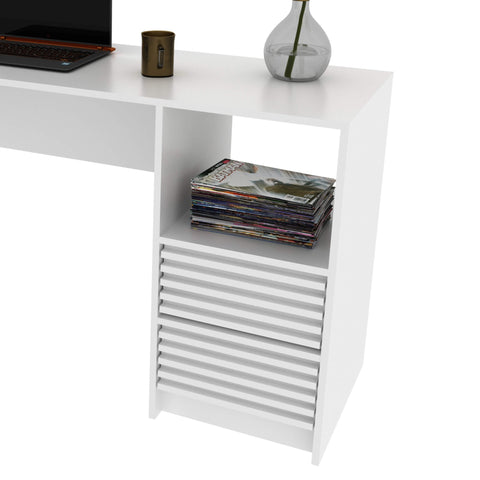 Escrivaninha Mesa Escritório Home Office 135,8x45x74,5cm 2 Gavetas ME4174 Branco Tecnomobili