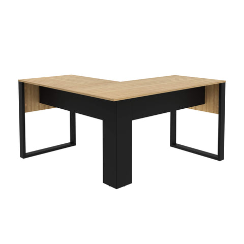 Mesa de canto para escritório 136cm ME4181 Amêndoa/Preto Tecnomobili