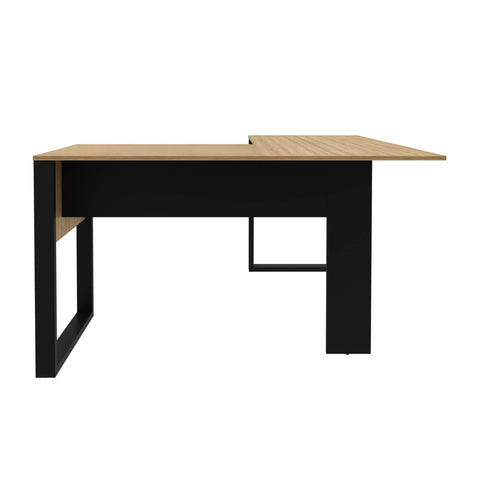 Mesa de canto para escritório 136cm ME4181 Amêndoa/Preto Tecnomobili