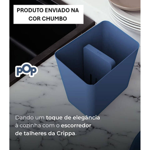 Escorredor de Talheres Cinza Pop Crippa Cozinha Pia Organizador Colher Garfo Faca