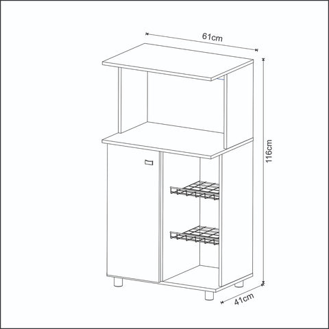 Balcão Multiuso com 1 Porta e 2 Cestos para Fruteira BF3207 Branco Tecnomobili