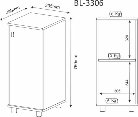 Balcão Bebedouro Multiuso com 1 Porta BL3306 Branco Tecnomobili