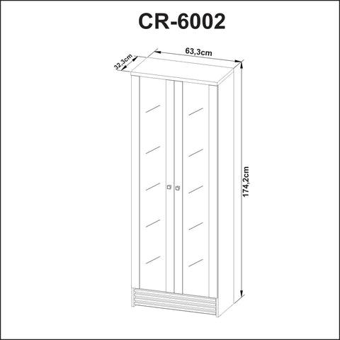 Cristaleira Amêndoa com 2 Portas e Prateleira em Vidro CR6002 Tecnomobili