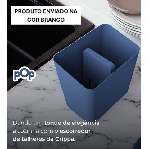 Escorredor de Talheres Branco Pop Crippa Cozinha Pia Organizador Colher Garfo Faca