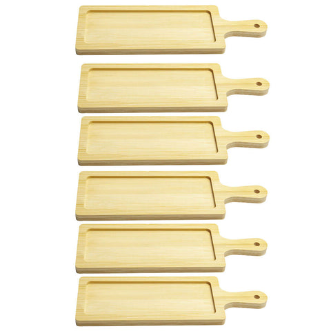 6 Tábuas de Bambu 24x8cm Petisqueira Travessa Bandeja Retangular Pequena Servir UZ