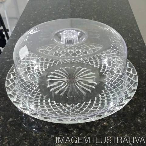 Cúpula de Plástico 24cm Clear Bolos Tortas Doces Pratos Haus Concept Cristal