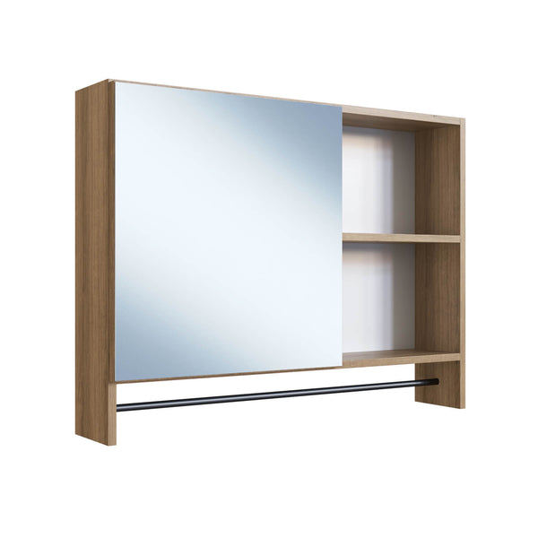 Armário Espelheira Banheiro Mel 1 Porta com Toalheiro Nichos