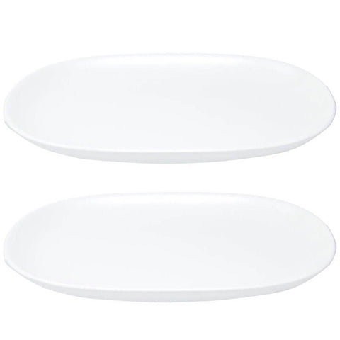 Kit 2 Travessas Oval Melamina 26x17cm Rasa Buffet Branca Restaurante Salada Petiscos Aperitivos Bar