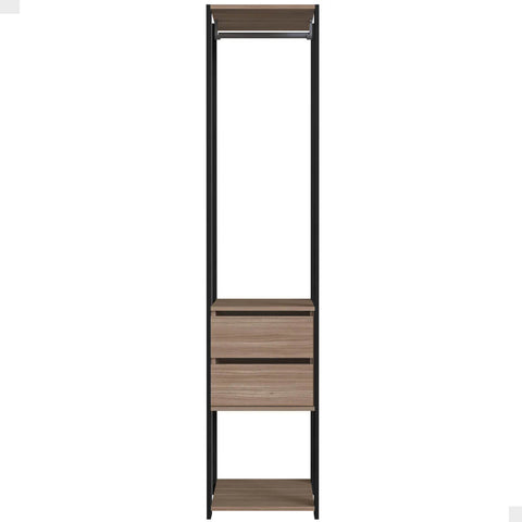 Closet Modulado 40x45x183cm 3 Prateleiras 2 Gavetas 1 Cabideiro ProDecor em MDP Montana e Preto