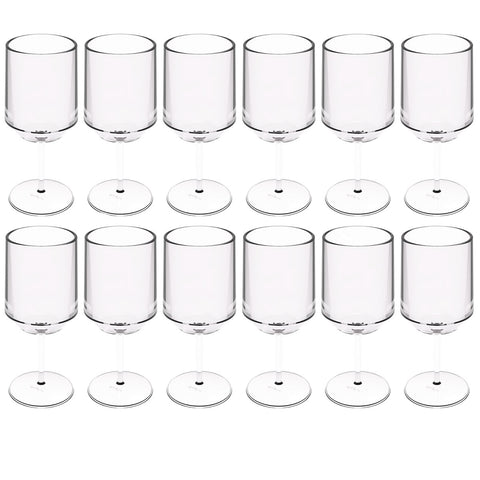 12 Taças para Vinho Água Drinks 250ml Crippa Plástico Resistente Transparente 