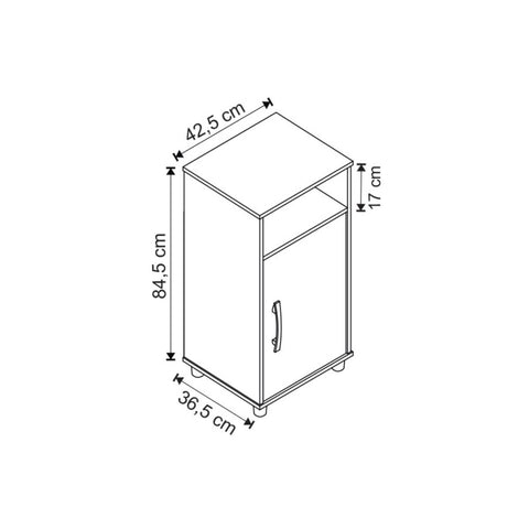 Balcão Multiuso 1 Porta e Nicho Nova Mobile Branco