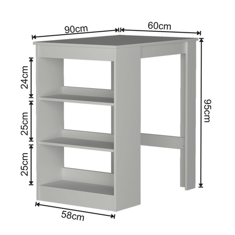 Mesa Bancada 2 Lugares com Nichos Nova Mobile Branco