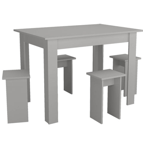 Conjunto Mesa e 4 Bancos Nova Mobile Branco