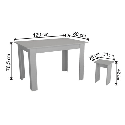 Conjunto Mesa e 4 Bancos Nova Mobile Branco