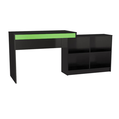 Mesa Gamer com Nichos B24 Nova Mobile Preto e Verde