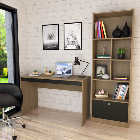 Conjunto Mesa e Livreiro Home Office Nova Mobile Mel e Preto