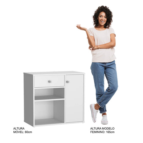 Conjunto Mesa e Armário Home Office Nova Mobile Branco