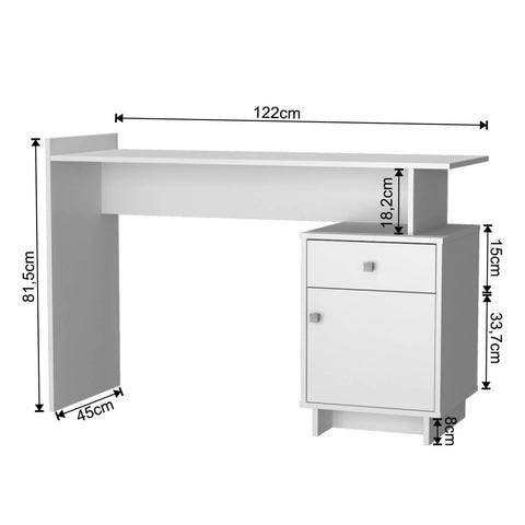 Escrivaninha Lisboa com 1 Gaveta e 1 Porta Nova Mobile Branco