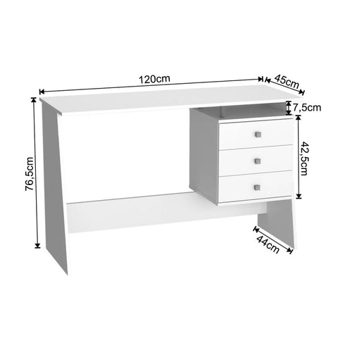 Escrivaninha Maceió com 3 Gavetas Nova Mobile Branco