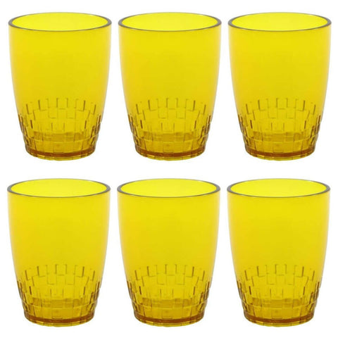 24 Copos Crippa 300ml Plástico Amarelo Água Suco Refrigerante Escolar Lanche