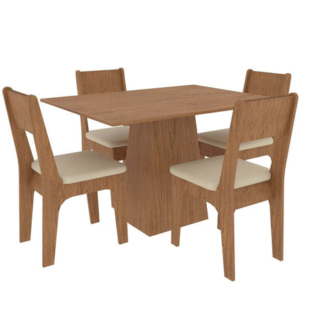 Conjunto MESA CAIRO E 4 CAD ATENAS FREIJO TEC BEGE